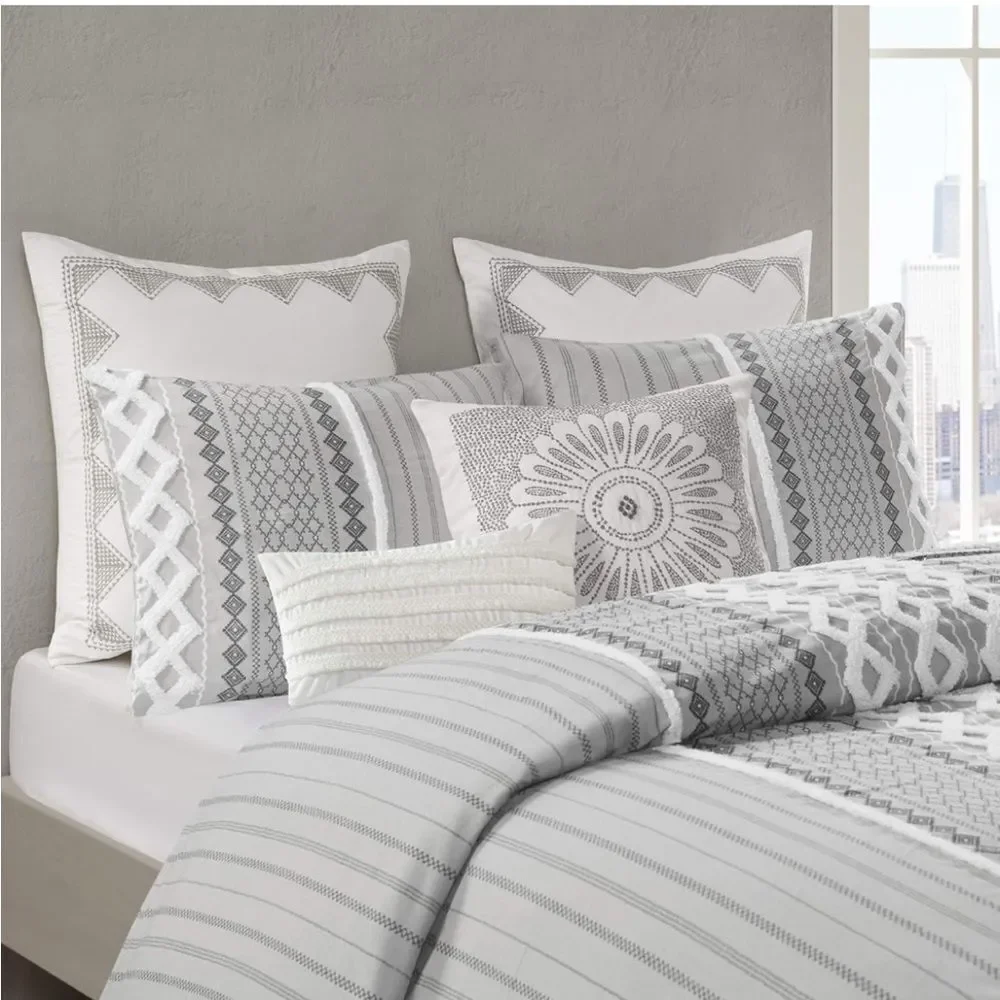 INK+IVY Imani 100% Cotton Comforter Matching‎ Shams, Full/Queen, Ivory 3 Piece